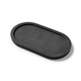 Concrete Desk Organizer - Pencil & Pen Holder, Office & Home Decor - Black, Plate