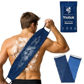Yiclick Dual-Textured Exfoliating Washcloth Towel - Back Scrubber for Use in Shower Bath, Exfoliating Body Scrubber Exfoliator, Japanese Exfoliate Loofah Lufa Sponge Wash Cloth for Women Men