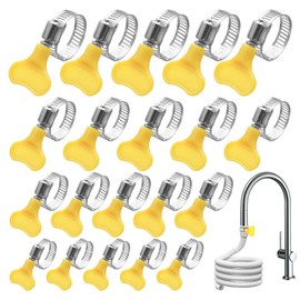 Jubilee Clips with Handle,20 PCS Jubilee Clips Assorted,Jubilee Clamp,Hose Clamps with Yellow Handle,Stainless Steel Hose Clips Clamp,Small Jubilee Clips,for Flexible Hose Tube,4 Sizes(16-38mm)