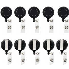 10 Pcs Retractable Badge Reel Clips Holder,Swivel Alligator Clip Retractable Badge Holder Reels,ID Card Holders with Retractable Badge Reels and Lanyard for Hanging ID Card Name Key Chain (Black)