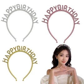 nalaina Birthday Headband (3 Color Set) Happy Birthday Party Goods, Colorful Decoration, Crown, Birthday, Surprise, Happy Birthday Party Supplies, For Women, Girls, Children, Kids