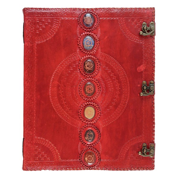 LEATHER JACKSON Leather Journal Real Stone Seven Chakra Medieval Stone