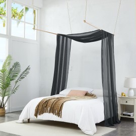 Warm Home Designs Cortinas con Dosel de Cama Negro en Tamaño de 140 cm x 549 cm. Las Cortinas de Cama con Dosel Funcionan como Dosel para Niños o para