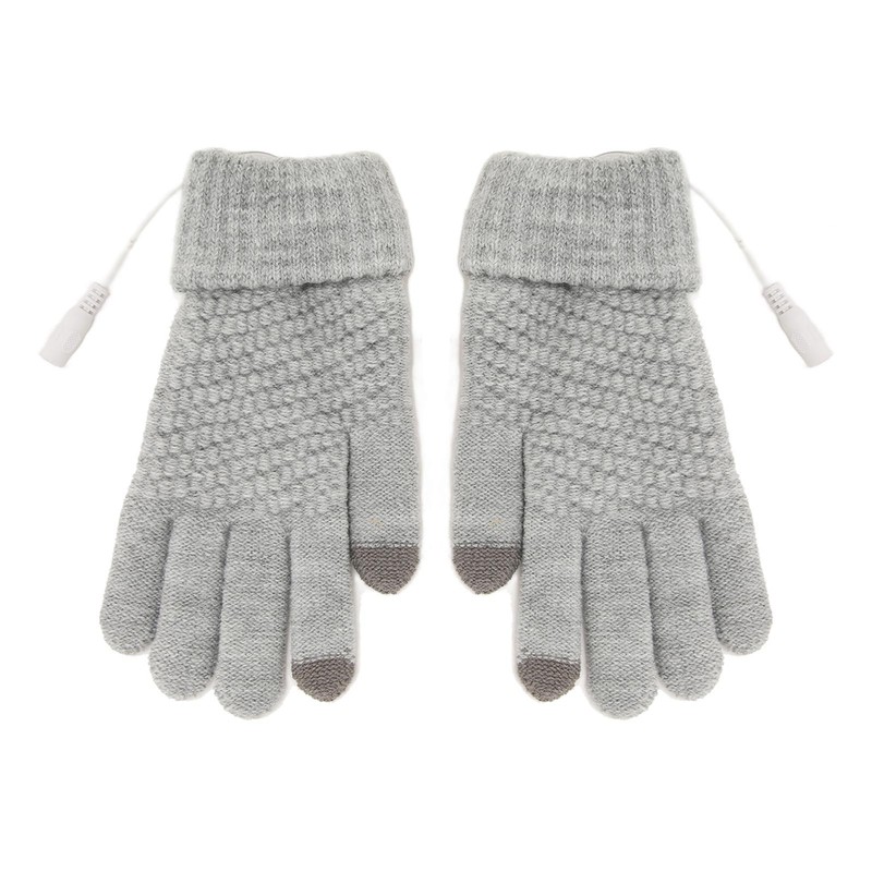 USB Heated Gloves Thicken Detachable Electronic Warming Knitted Gloves for
