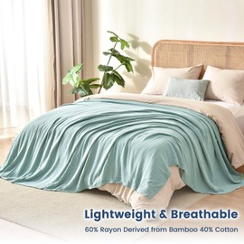 David's Home Ultra Soft Muslin Blanket Twin Size, 60% Rayon Derived from Bamboo 40% Cotton Throw, Cozy Breathable Lightweight Gauze for Bed, Aesthetic Room Decor,Sage Green