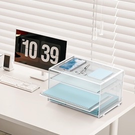 DALTACK Paper Desk Organizer, 3-Tier Letter Tray, Multifunction Desk Organizer, Desktop File Folder Organizer, Desk Organizers and Accessories for Home Office, White