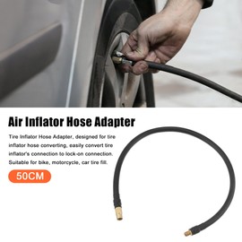 X AUTOHAUX 50cm Threaded Tire Inflator Extension Hose Chuck Adapter Air Pump Tube Tire Valve Pipe for Car Truck Bike MTB Copper Rubber Black Copper Tone