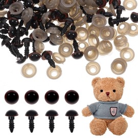 8mm Safety Eyes for Crocheting, Eyes for Crochet Animals, 100Pcs Stuffed Animal Eyes, Crochet Eyes for Animals Teddy Bear Crochet Toy Doll Making DIY Supplies Accessories(Brown)