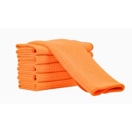 Aniease 3 Pack Microfiber Tea Towels - Super Absorbent Quick Dry Kitchen Towels - Waffle Weave Kitchen Towels (Neon Orange, 30x30cm)