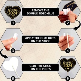 16 Pcs Black Gold Prom Photo Booth Props Set – Perfect for Prom Party Decorations, Photo Props for Prom & Celebration