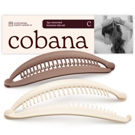 Cobana Banana Clip Hair Clips - Volumizing Hair Claw Clips & Hair Styling Accessories for Thick & Thin Hair - Large 6'' Set of 2 (Neutral)