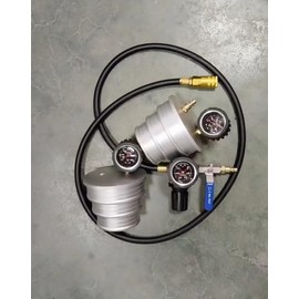 KUNGJUER Charge Air Cooler CAC Boost Leak Tester 3", 3.5", 4" Steps, 150 psi Regulator Extension Line US & EU Air Fittings，Aluminum CAC Pressure Tester for Class 7-8 Trucks Tractors