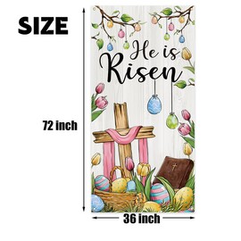 Easter Decorations He Is Risen Door Cover Spring Bunny Rabbit Banner Happy Easter Decorations for Home Party