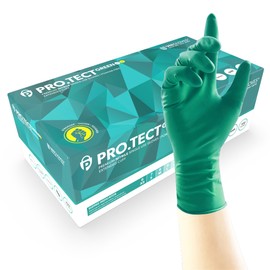 Unigloves PRO.TECT Green HD+ Nitrile Extended Cuff Disposable Gloves - Ultra Heavy Duty, Single Use, Multipurpose, Powder Free, Box of 100 Gloves, Size Medium (GA0093)