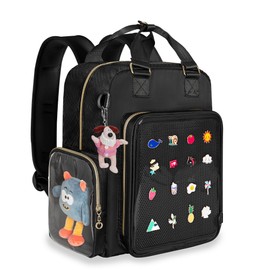 Prokva Ita Backpack Pin Display Bag with Inserts for Pins, Cute Ita Bag for Anime Cosplay and Concert (Patent Design), black, Rucksack