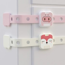 6 Pcs Cupboard Locks Adjustable Child Safety Locks Child Safety Strap Locks for Cabinets Drawers Appliances Closet Kitchen Fridge and Oven Trash Dishwasher Toilet No Tools Needed