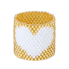 KELITCH Sweet Heart Miyuki Beads Rings Stackable Rings Colourful Rings Cuckle Rings Women's Handmade Jewellery, Miyuki