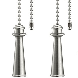 Ceiling Fan Pull Chain Ornaments Extension 12 Inches Fan Pulls Set For Ceiling Light Lamp Fan Chain Tower Pull Chain Silver Fan Pulls 2 Pcs