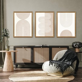 PicturePerfect Decor Minimalist Bohemian Frame Wall Art Neutral Geometric Line Wall Decoration Minimalist Abstract Wall Art Medieval Mural Painting Living Room Bedroom Office 16x24 Inch 3 Piece Set