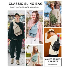 Olive Green Sling Bag for Men Women, Small Anti Theft One Strap Motorcycle Backpack Sling Tactical Chest Bag for Swimming Diving Outdoor Sports