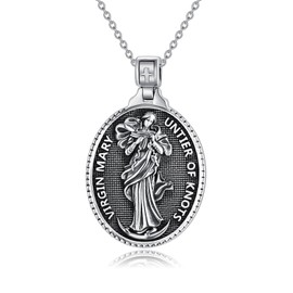 Virgin Mary Necklace 925 Sterling Silver Wonderful Medal Guadalupe Pendant Necklace Catholic Virgin Mary Jewellery Amulet Gifts for Women Girls Daughter Catholics Mexican, Sterling Silver
