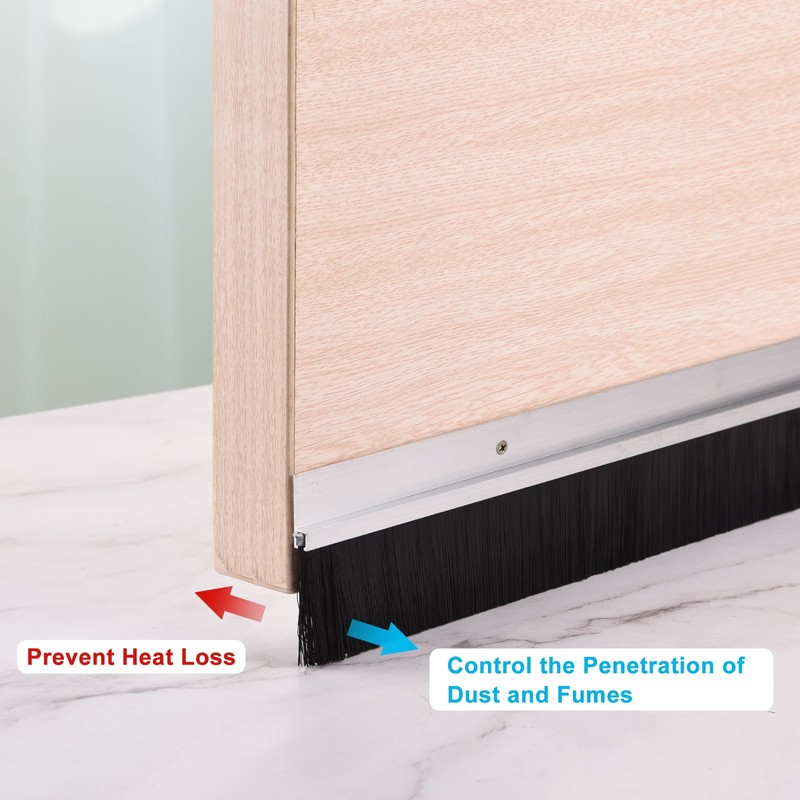 uxcell 2Pcs Door Brush Bottom Sweep H-Shape Aluminum Alloy Base