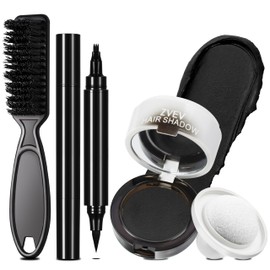 Noerrors Beard Filler Pen & Brush Set, Dual Ended Micro-Fork Tip Beard Filling Pencil Cream Hairline Powder Coverage Natural Finish Moustache Facial Hair Shaping Styling Makeup Tools for Men #Black