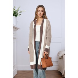 Long Sweaters for Women - Lightweight Hooded Cardigan with Batwing Sleeves, Oversized Knit Coatigan for Fall and Winter 2025 Khaki