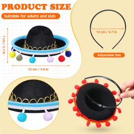 Silkfly 8 Pcs Cinco De Mayo Sombrero Headband Hats Mini Sombrero Headbands Fun Fiesta Hat Party Supplies Mexican Theme Decorations Favor for Kid(Classic)