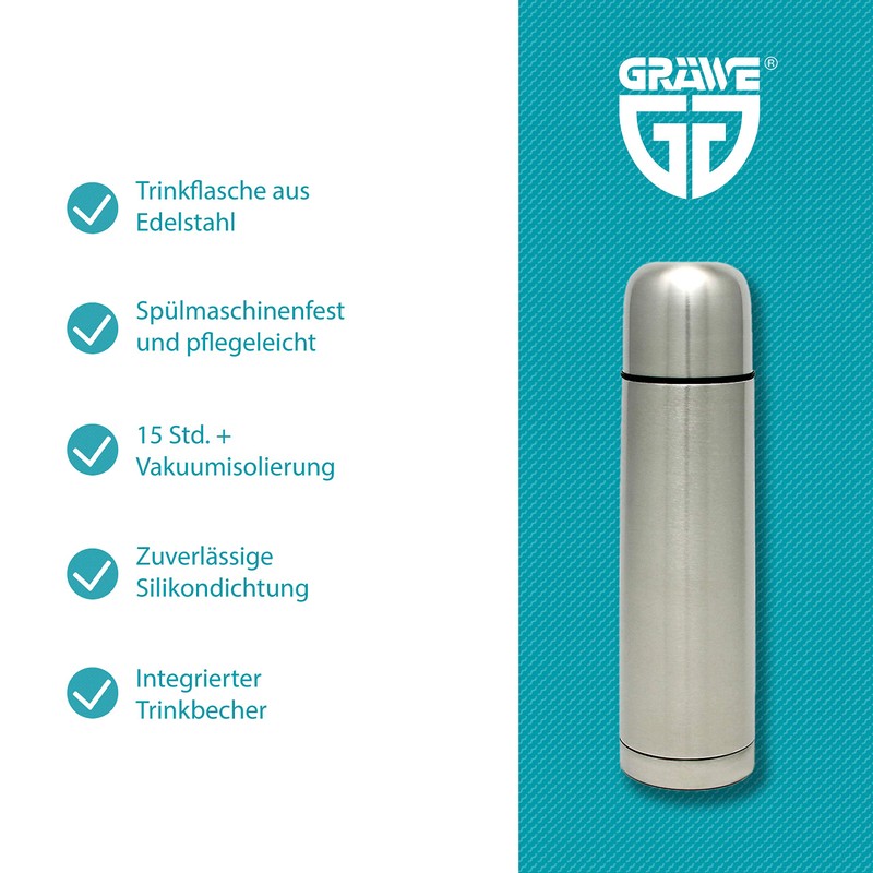 GRÄWE Insulating Bottle Screw Cap with Pour Function 0,75 Liter