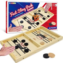 BAKAM Large Super Fast Sling Puck Game, Portable Table Hockey Game for Kids and Adults, Tabletop Slingshot Games Toys for Boys and Girls, Desktop Sport Board Game for Family Game Night Fun