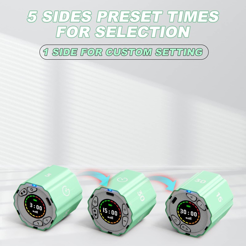 Usteetic Digital Timer Magnetic Hexagonal Timer Management Multi-Functional Cube Timer