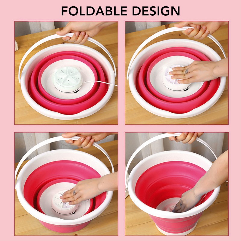 5L Folding Washing Machine Ultrasonic Vibration Forward Reverse USB Foldable