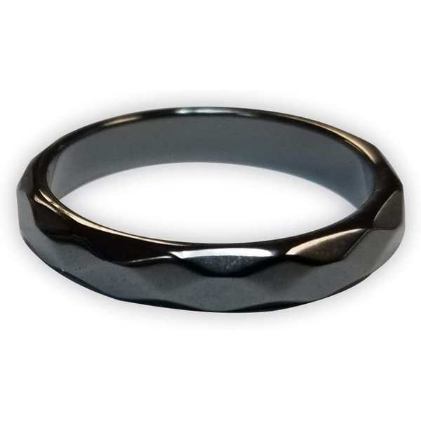 Hangover Ring-Thin Beveled Magnetic Hematite Band Ring (8)