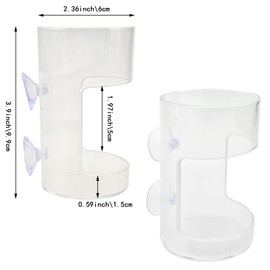2 Pack PS Plastic Fish Feeders, Tank Feeding Tray with Suction Cup, Artemia Clear Floating Fish Tank Dish Tray, Tank Divider Supplies