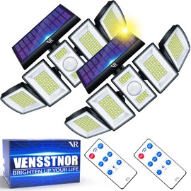 VENSSTNOR Solar Lights Outdoor Motion Sensor - 400% Brighter 7000K 3000LM 5 Levels Brightness 3 Lighting Modes 2400mAh 360° Wide Angle Illumination IP65 Waterproof Solar Flood Lights,Black