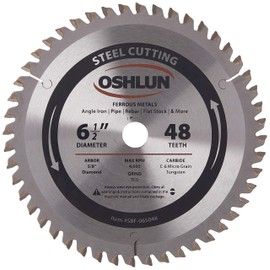 Oshlun SBF-065048 6-1/2-Inch 48 Tooth TCG Saw Blade with 5/8-Inch Arbor (Diamond Knockout) for Mild Steel and Ferrous Metals