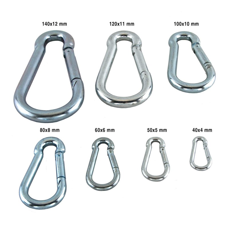 2 x Carabiner Hooks with Snap Hooks, Assorted Sizes, 100mm