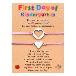 PINKDODO First Day of School Gift, First Day of Kindergarten Bracelet Mommy and Me Back to School Gifts, Mother and Daughter Anxiety Bracelets for Mom Daughter Girls