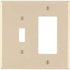 Leviton 2-Gang 1-Toggle 1-Decora/GFCI Combination Wallplate, Midway Size, PJ126-T, Light