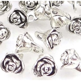 12 Rose Flower Antique Silver Pewter Charm 9x6mm