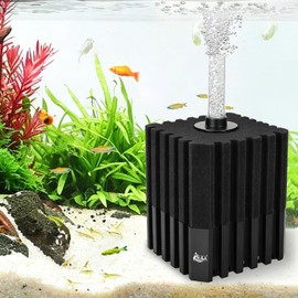 AQQA Aquarium Sponge Filter with Quartz Bio Media, Whisper Quiet Air-Driven