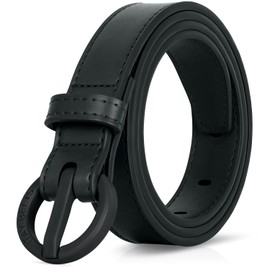 ITAY - Cinturón de piel sin metal para mujer, 25 mm, sin níquel para mujer, cinturón de metal sin TSA con hebilla de plástico resistente, Negro -, Size S (30-32)