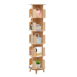 Gdrasuya10 360° Rotating Bookshelf,5 Tier Floor Standing Bookcase Storage Rack Display Stackable Bookcase for Kids&Adults Freestanding (5 Tier)