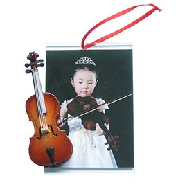 Cello Music Instrument Replica Christmas Frame Ornament, Size 4.5 x 3 inch