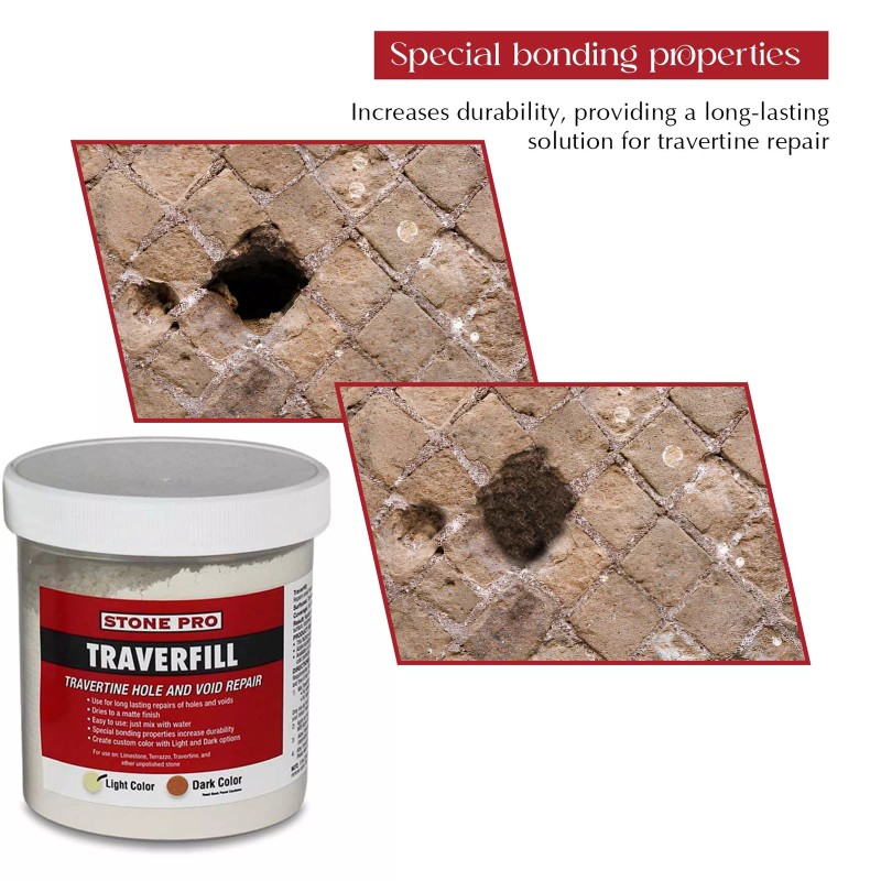 StonePro Traverfill 1lb Travertine Repair Sealant Light Dark Custom Colors