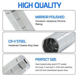 Oil Pressure Switch Socket 3/8" Drive or 1 1/8" hex Fits 1" and 1 1/16" Switches Up to 2 5/8" Long Oil Pressure Switches Oil Pressure Sending Socket