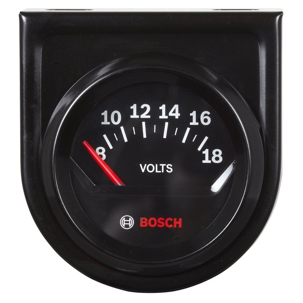 Actron Bosch SP0F000051 Style Line 2" Electrical Voltmeter Gauge (Black Dial Face, Black Bezel),White