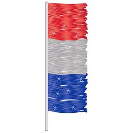 Car Auto Dealer Supplies ANTENNA FLAG - METALLIC FRINGE RED, SILVER & BLUE (set of 12) PATRIOTIC 4TH OF JULY