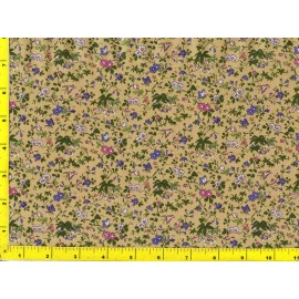 NA Purple Pink & White Flowers & Butterflies on Light Brown By The Yard CFLYEL01070